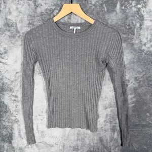Comune Womens Ribbed Knit Sweater M Charcoal Gray Long Sleeve Pullover Top